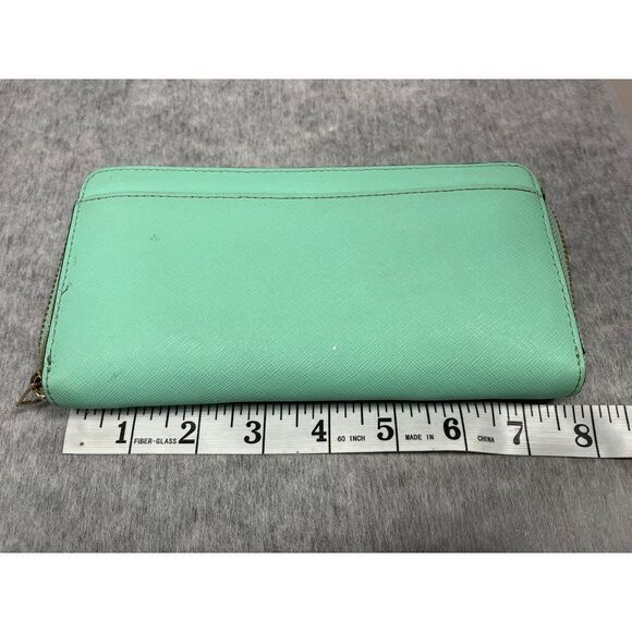 Kate Spade Mint Green‎ Saffiano Leather Zip Around Wallet Gold Hardware - Picture 1 of 9